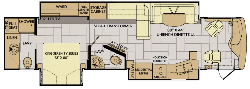 Fleetwood Discovery LXE 38K floor plan