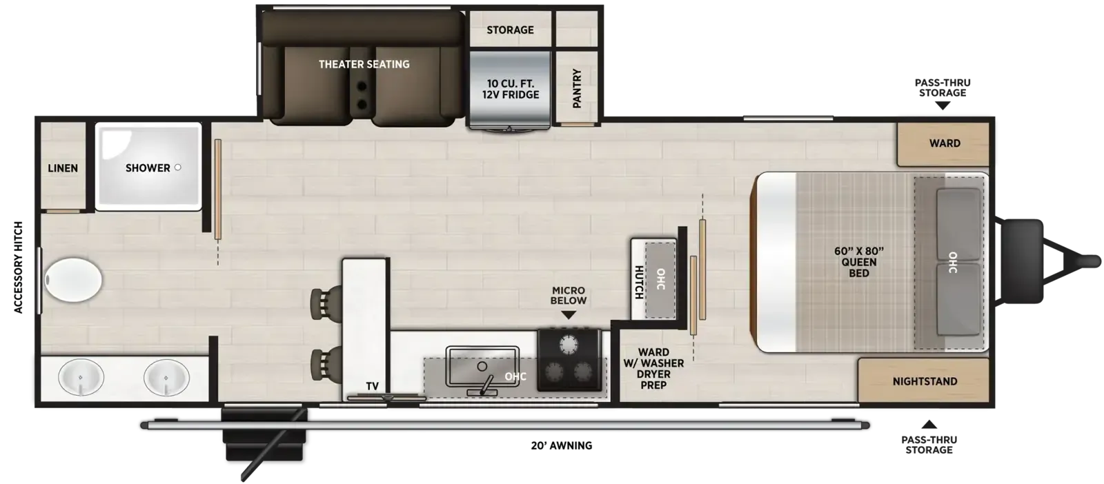 Forest River Wildwood Heritage Glen Hyper-Lyte 24RBHL floor plan