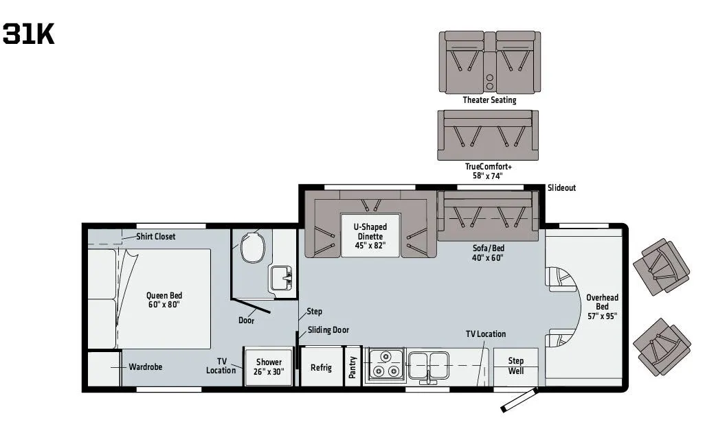 Winnebago Spirit 31K floor plan