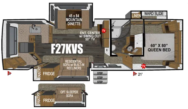 Outdoors RV Glacier Peak Titanium Series F27KVS floor plan