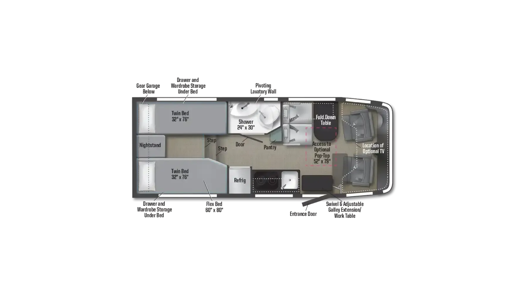 2027 Winnebago EKKO 22A - Floor plan