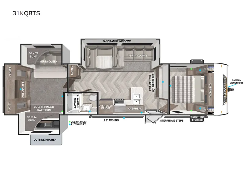 2022 Forest River Wildwood 31KQBTS - Floor plan