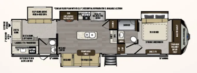 Keystone Avalanche 378BH floor plan