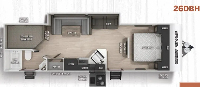 Forest River Cherokee Grey Wolf 26DBH floor plan