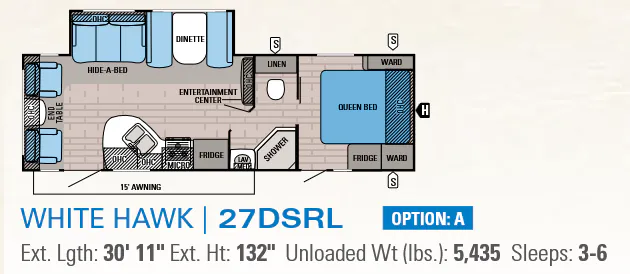 Jayco White Hawk 27DSRL floor plan