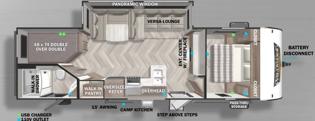 2022 Forest River Wildwood X-Lite 263BHXL - Floor plan