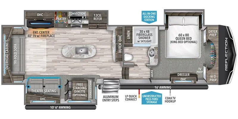 2021 Grand Design Reflection 337RLS floor plan