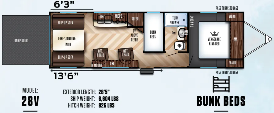 Forest River Vengeance Super Sport 28V floor plan