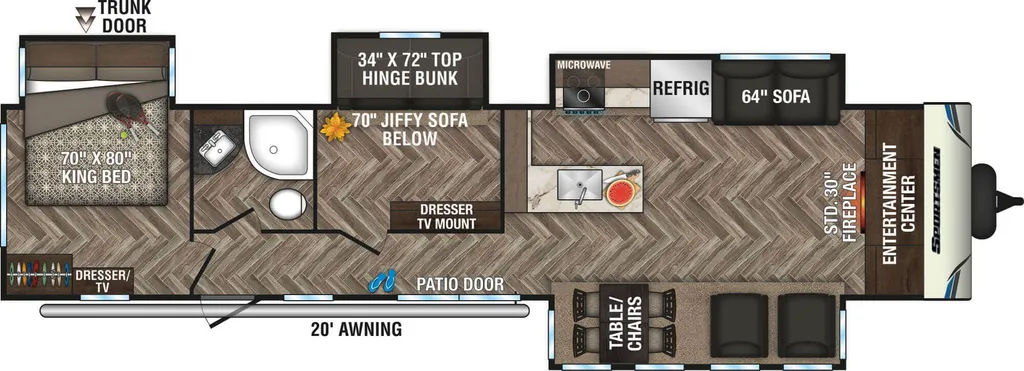 2020 K-Z Sportsmen 364BH floor plan