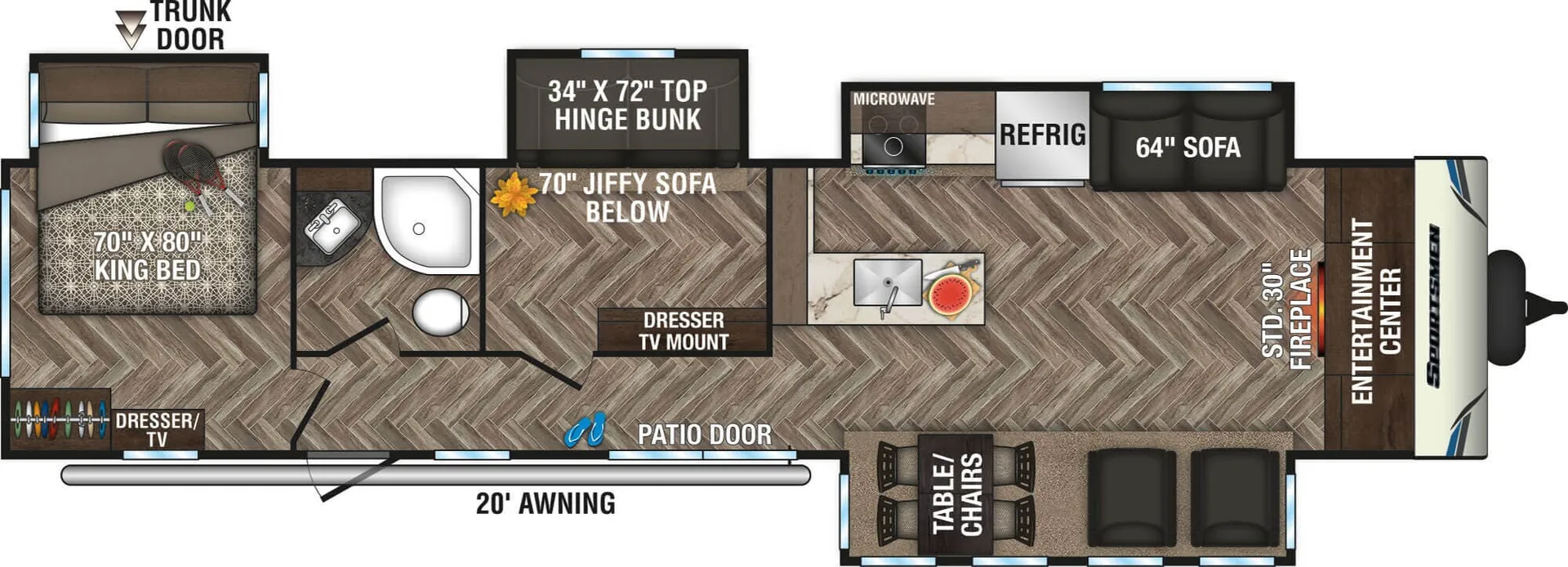 K-Z Sportsmen 364BH floor plan