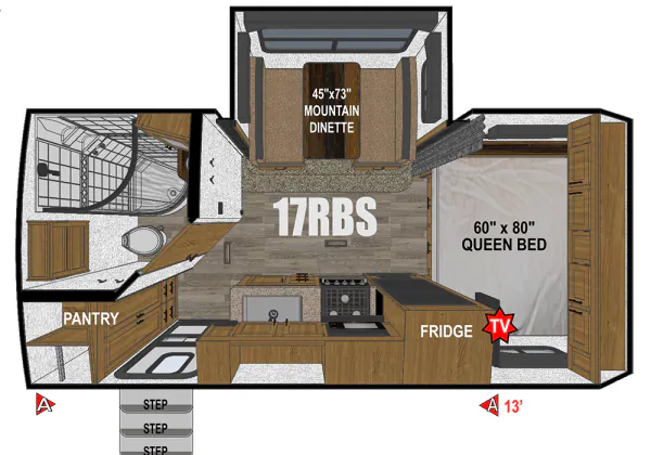 Outdoors RV Creek Side Titanium Series 17RBS floor plan