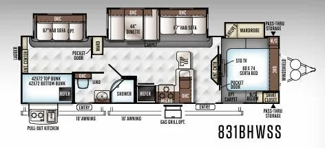 Forest River Flagstaff Classic Super Lite 831BHWSS floor plan