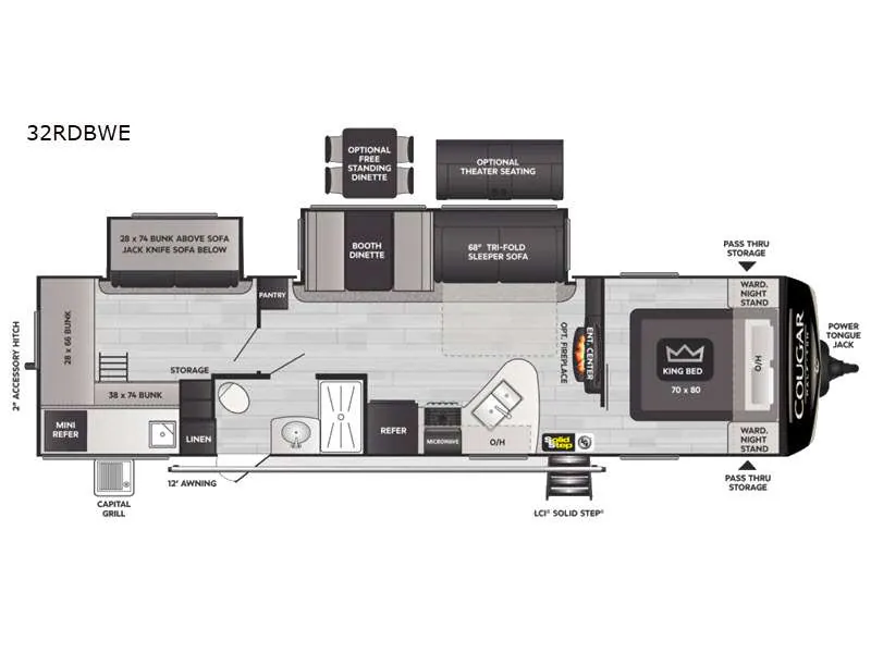 2022 Keystone RV Cougar Half-Ton 32RDBWE - Floor plan