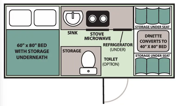 Aliner Expedition QUEEN BED floor plan
