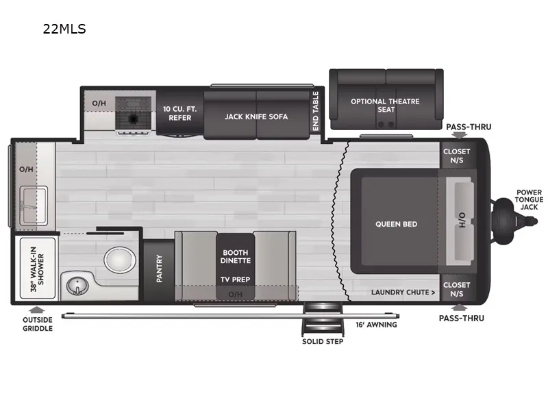 2023 Keystone Hideout 22MLS - Floor plan
