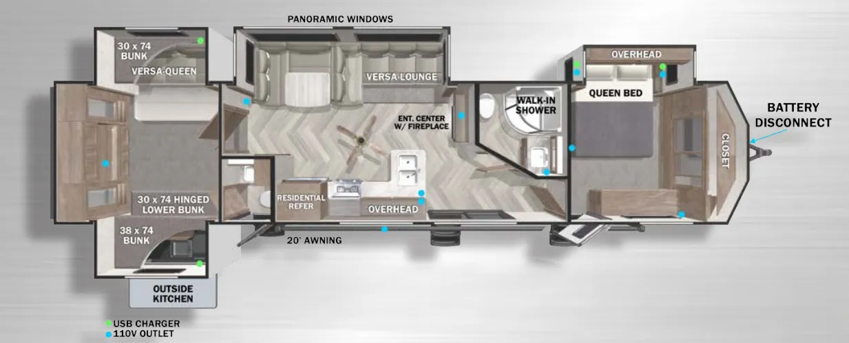 Forest River Wildwood Lodge 42QBQ floor plan