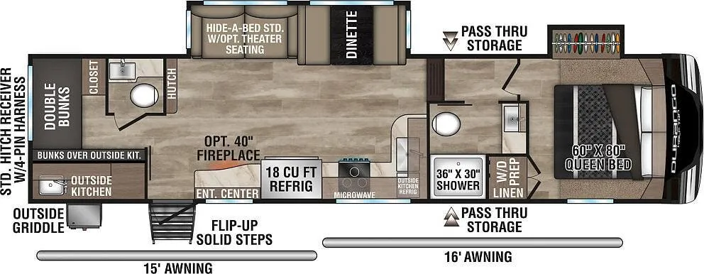 K-Z Durango Half-Ton D274BHD floor plan