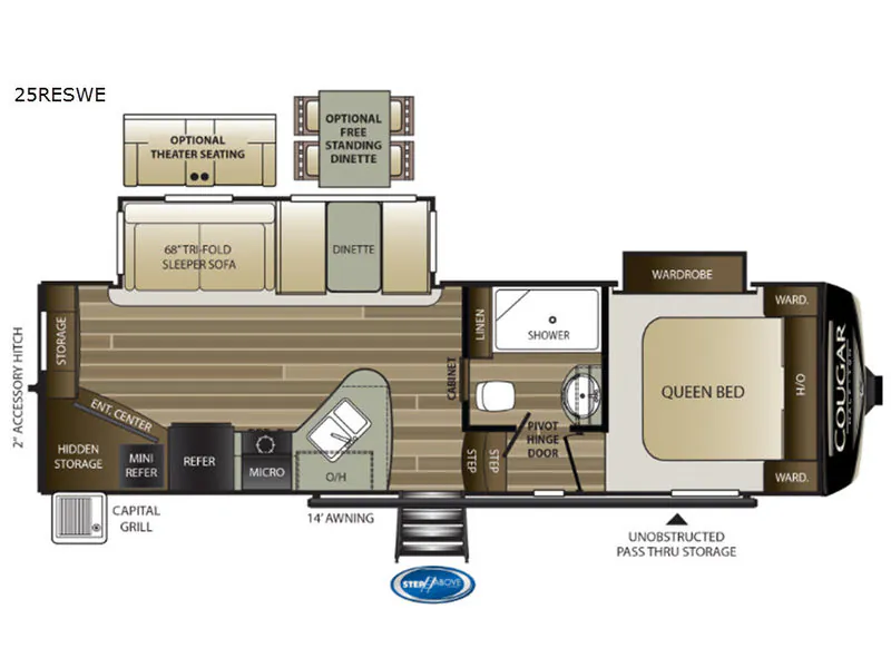 2019 Keystone Cougar Half-Ton Series 25RESWE - Floor plan