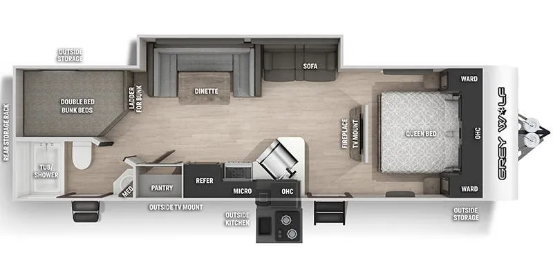 2022 Forest River Cherokee Grey Wolf 26DBH - Floor plan