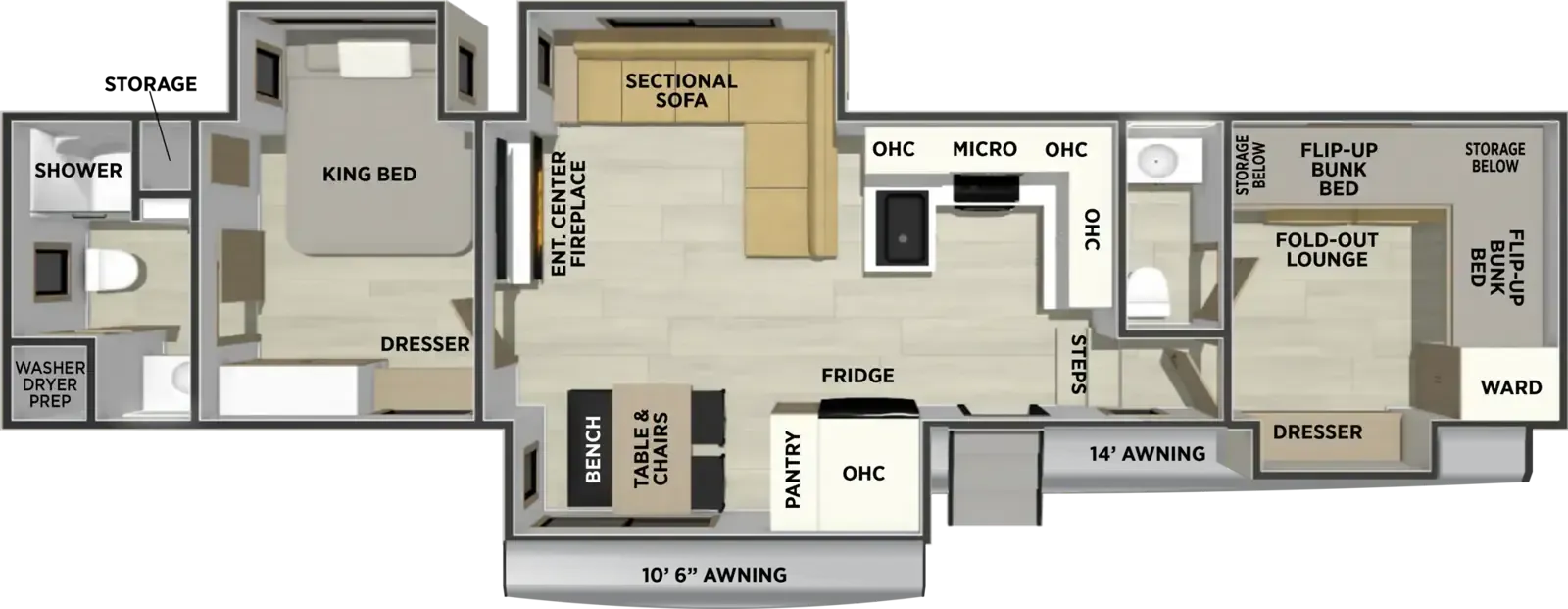 Forest River Sandpiper 3710HBFB floor plan