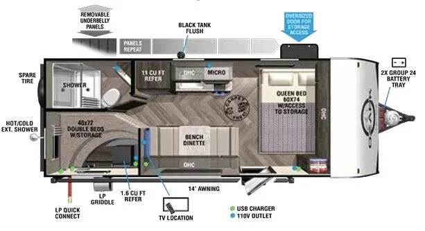Forest River Ozark 1650BHK floor plan