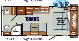 Gulf Stream Vista Cruiser 19MBS floor plan