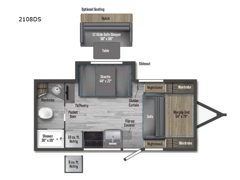 2025 Winnebago Micro Minnie 2108DS floor plan
