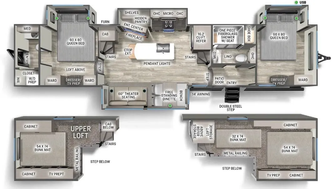 Forest River Sierra Destination 40DUPLEX floor plan
