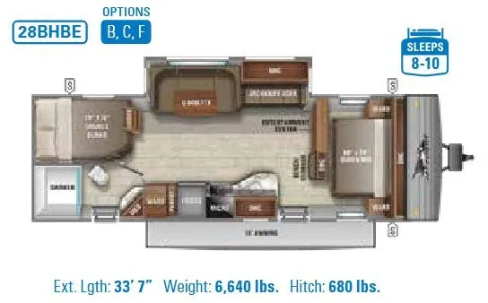 Jayco Jay Flight 28BHBE floor plan