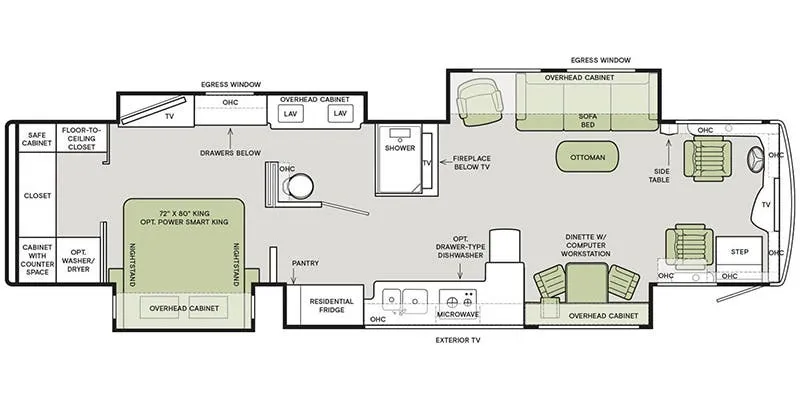 2017 Tiffin Allegro Bus 40 AP floor plan