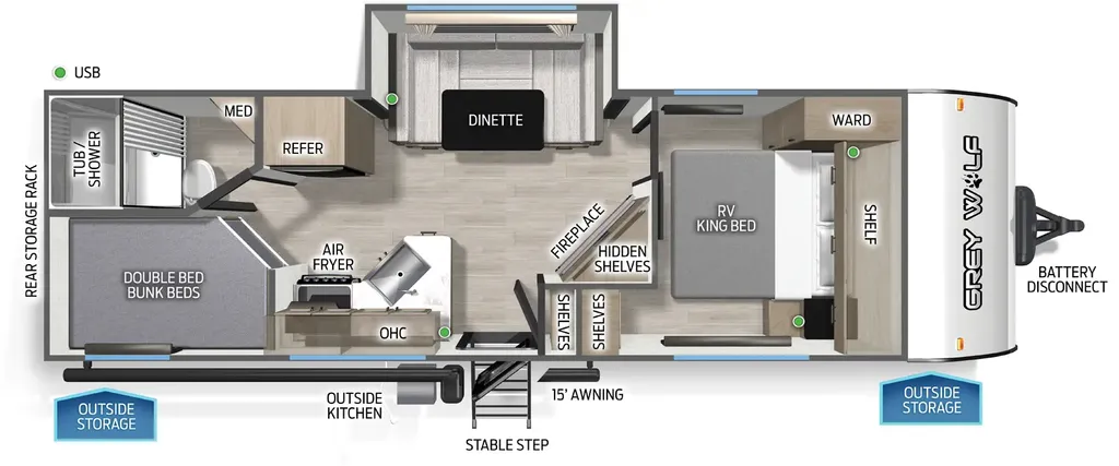 2026 Forest River Cherokee Grey Wolf 23MS floor plan