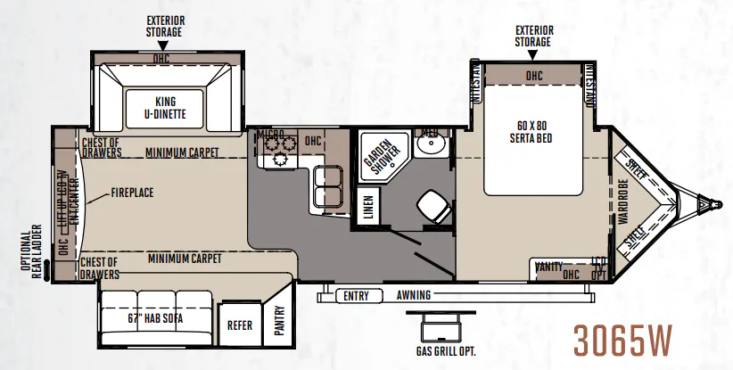 Forest River Rockwood Windjammer 3065W floor plan