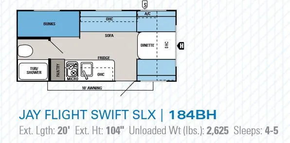 Jayco Jay Flight Swift SLX 184BH floor plan