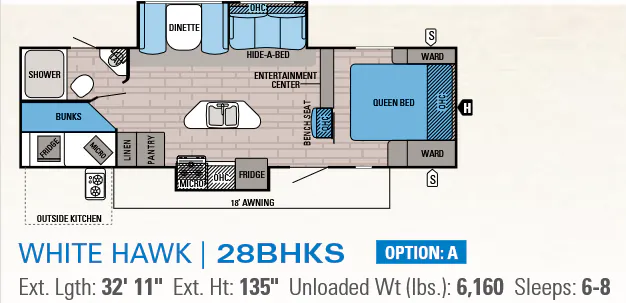 Jayco White Hawk 28BHKS floor plan