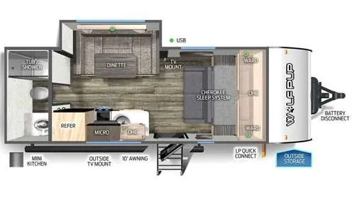 2023 Forest River Cherokee Wolf Pup 16CW floor plan