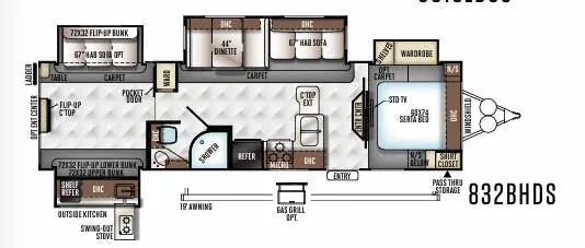 Forest River Flagstaff Classic Super Lite 832BHDS floor plan