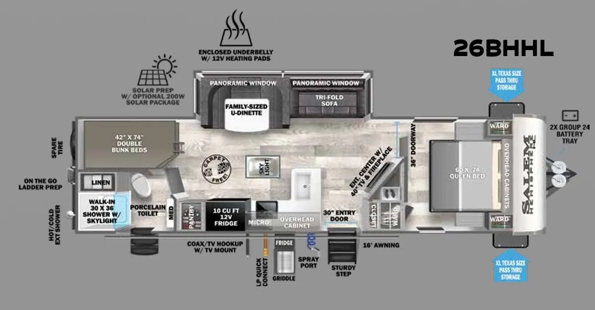 2023 Forest River Salem Hemisphere Hyper-Lyte 26BHHL - Floor plan