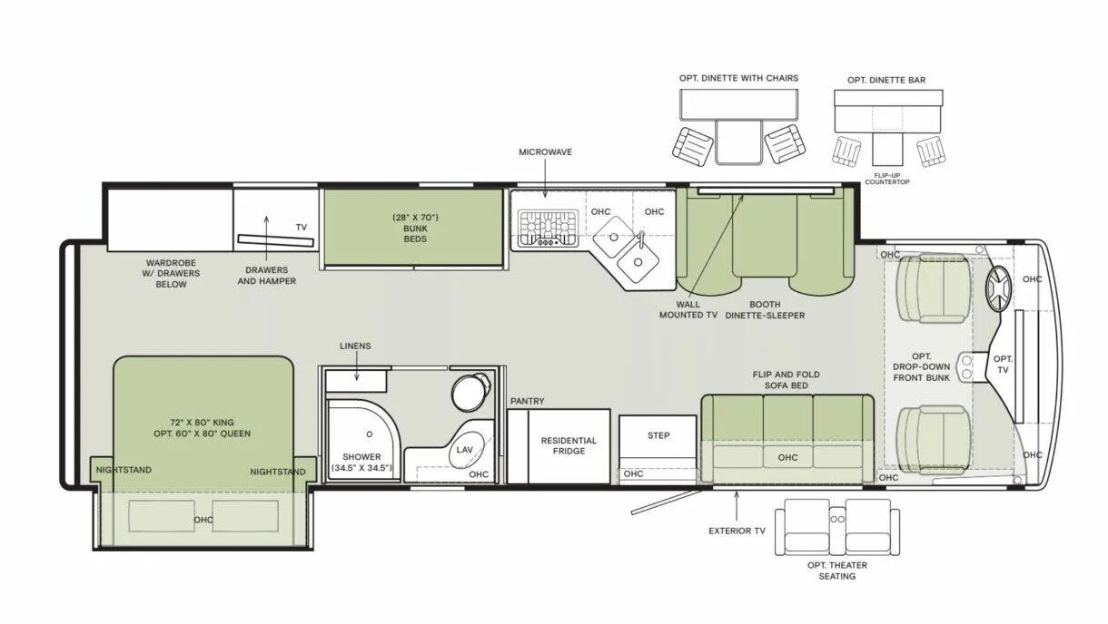 Tiffin Open Road Allegro 32 FA floor plan