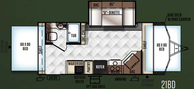 Forest River Flagstaff Shamrock 21BD floor plan