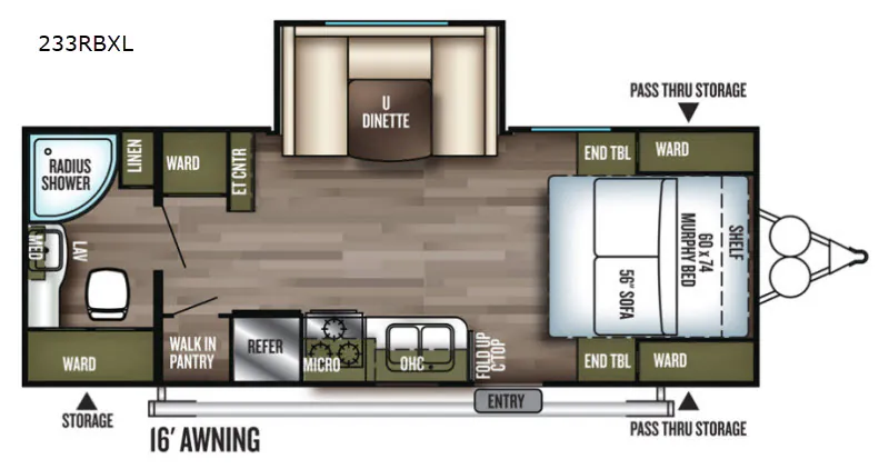 2018 Forest River Wildwood X-Lite 233RBXL - Floor plan