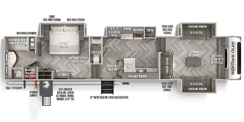 Forest River Wildwood Heritage Glen Elite 36FL floor plan