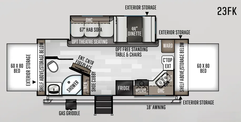 Forest River Rockwood Roo 23FK floor plan