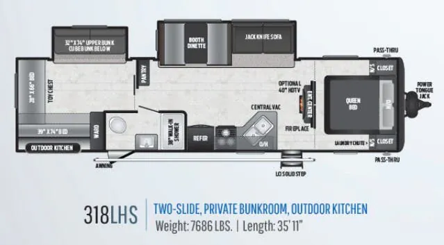 Keystone Hideout LHS 318LHS floor plan