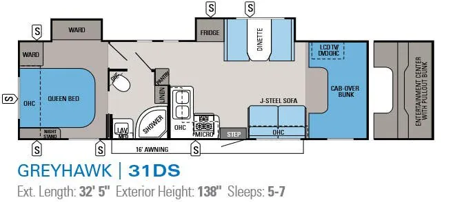 Jayco Greyhawk 31DS floor plan