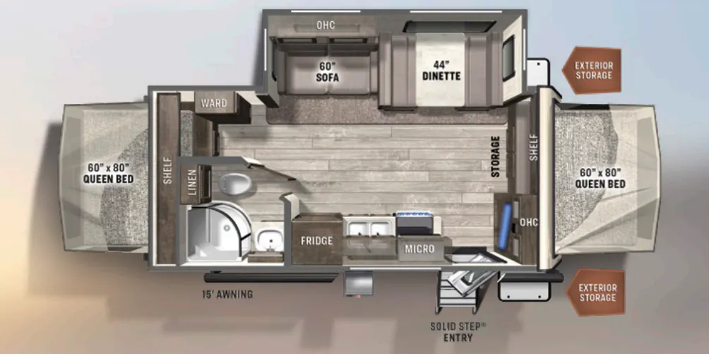 2012 Forest River Rockwood Roo 21SS - Floor plan
