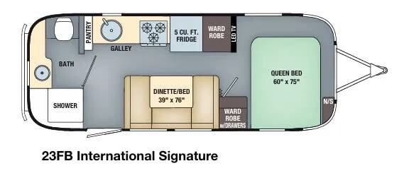 Airstream International 23FB floor plan