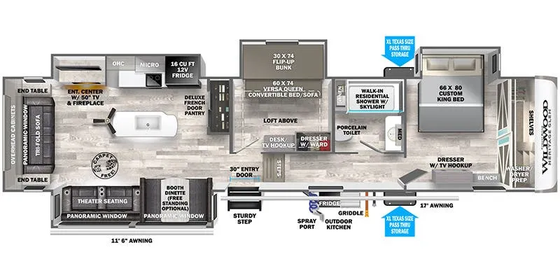2023 Forest River Wildwood Heritage Glen 369BL floor plan