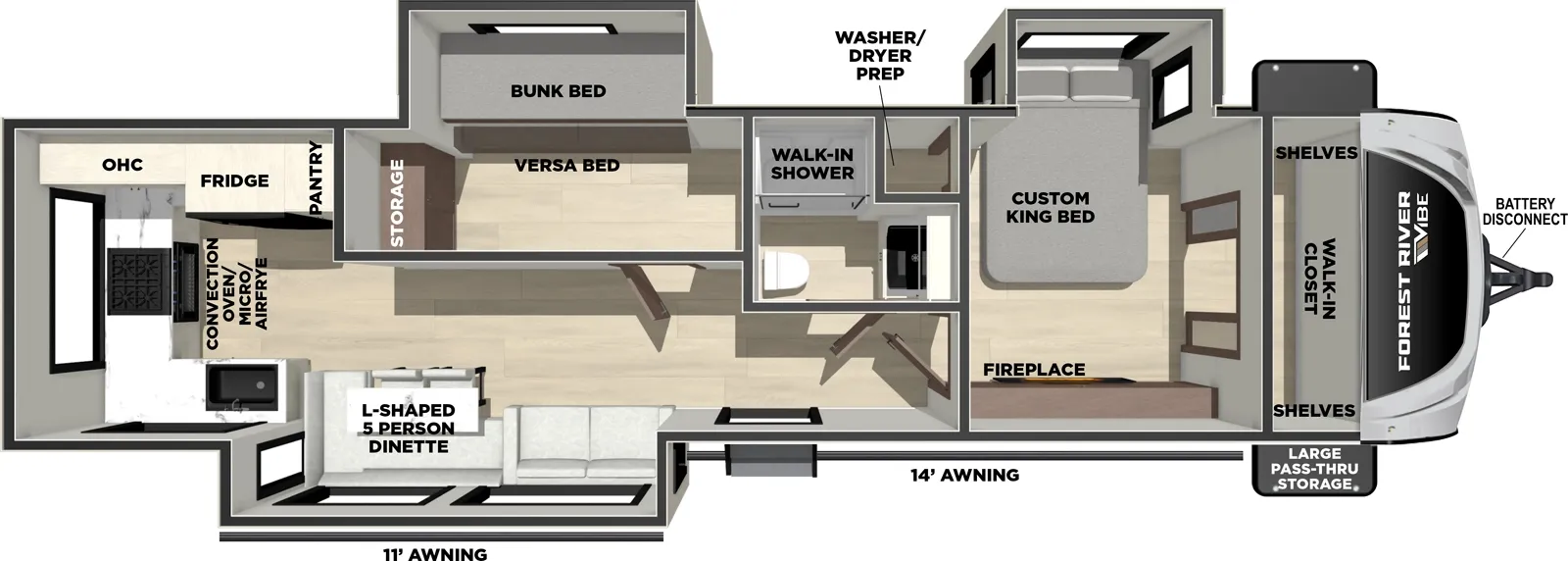 2026 Forest River Vibe 3400SB - Floor plan