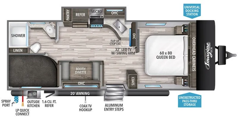 2021 Grand Design Imagine XLS 23BHE - Floor plan