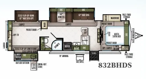 Forest River Flagstaff Classic Super Lite 832BHDS floor plan
